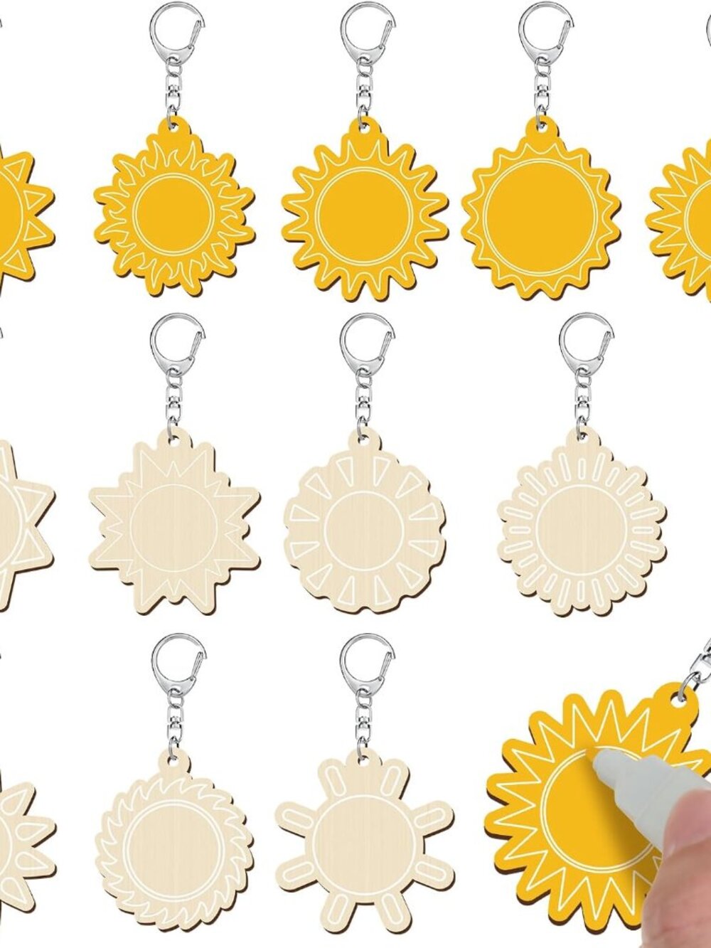 24 Pcs Sun Craft DIY Wooden Sun Expressions Kits